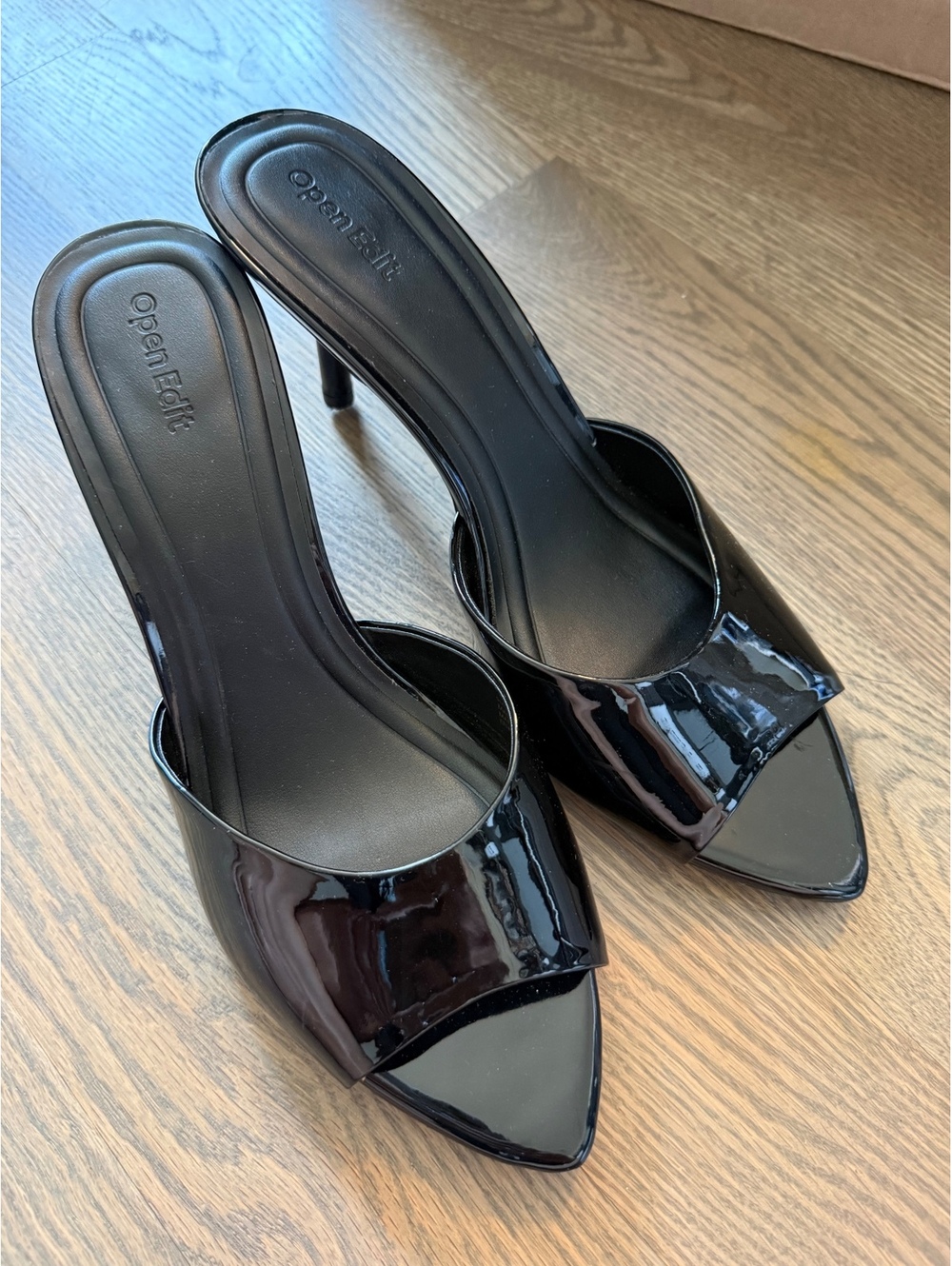 Open Edit Black Patent Leather Women's Heels - Picture 1 of 9